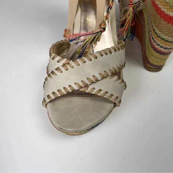 BKE Sole, colorful boho summer fabric wedge estimated sz. 8 - Picture 5 of 13